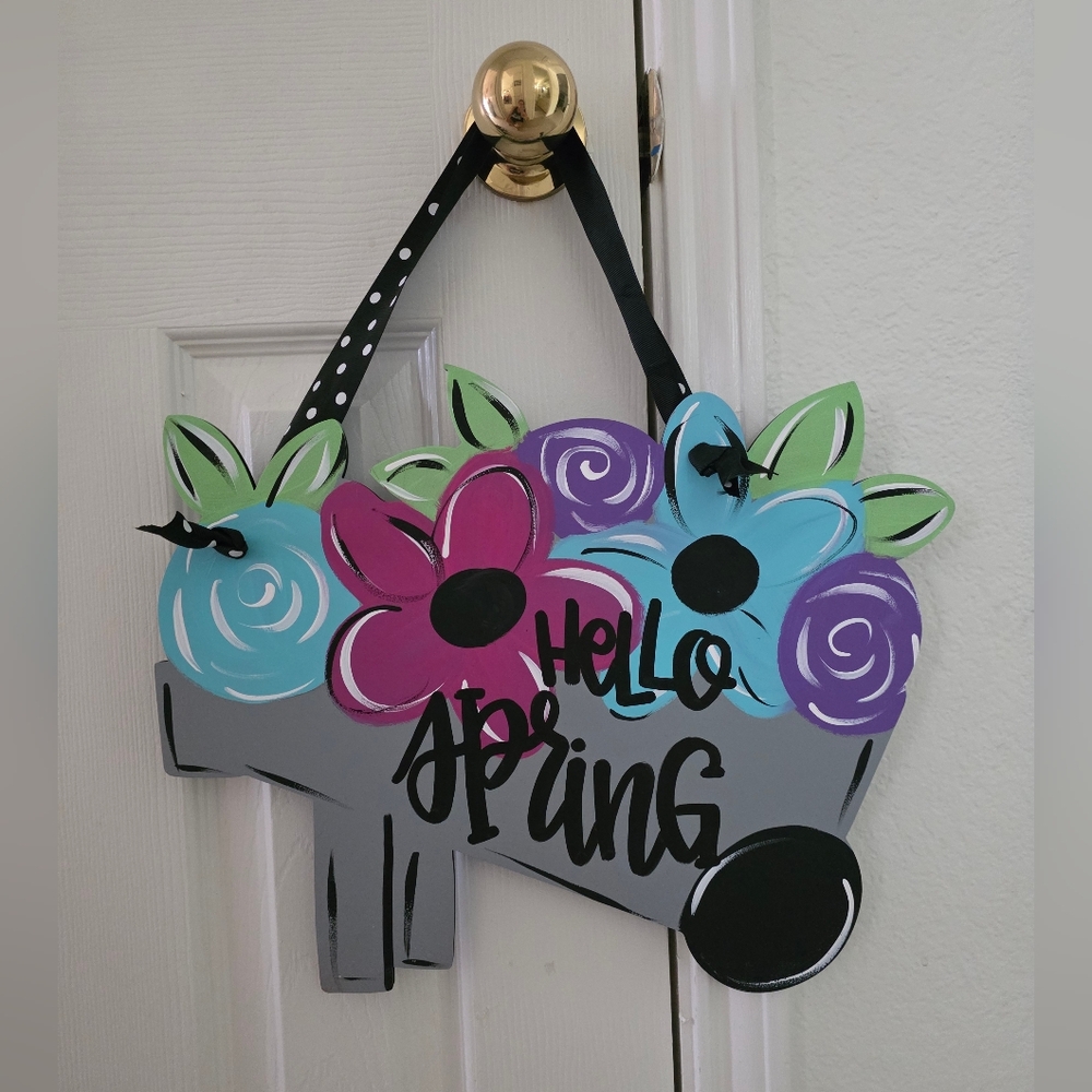 Colorful Floral Spring Door Hanger